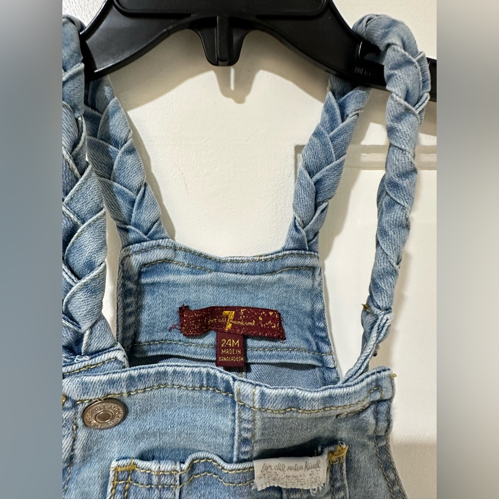 3 set toddler kids girl carters 7 for all mankind sweater Jean overalls leggings - Picture 8 of 16